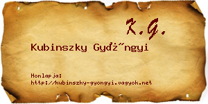 Kubinszky Gyöngyi névjegykártya